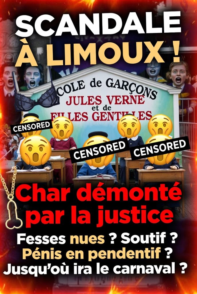 Fesses nues d’écolière, soutif et pénis en pendentif le char de carnaval qui a fait disjoncter tout le monde