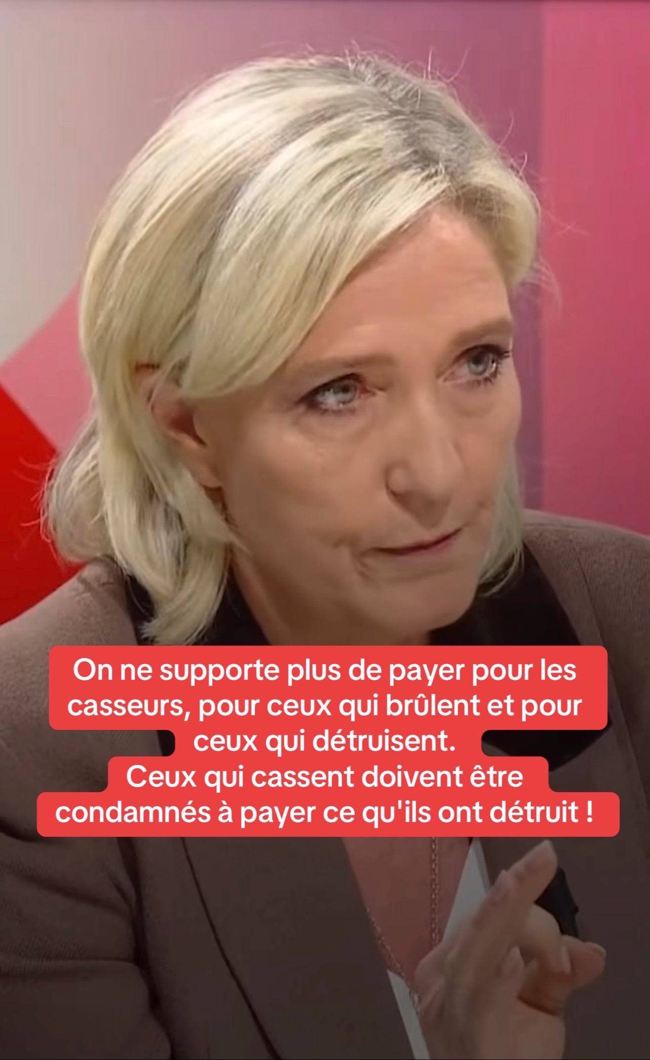 On ne supporte plus de payer pour les casseurs, pour ceux qui brûlent et pour ceux qui détruisent.